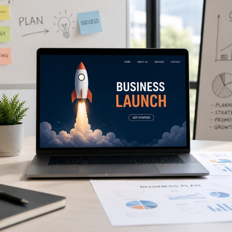 Business launch concept for a teen entrepreneurship project